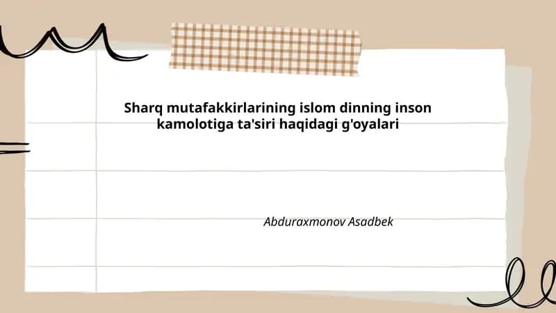 Al-Farobiyning inson kamoloti tushunchasi va islomiy ta'limotning roli