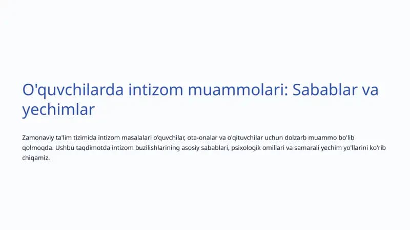 Intizom muammolari