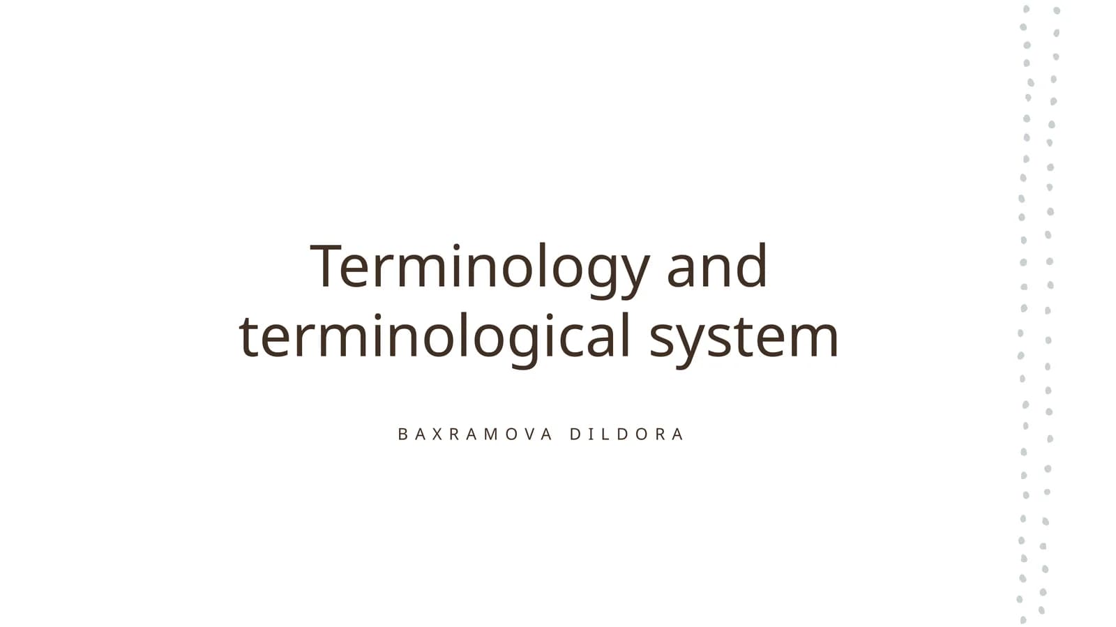 Terminology and terminological system