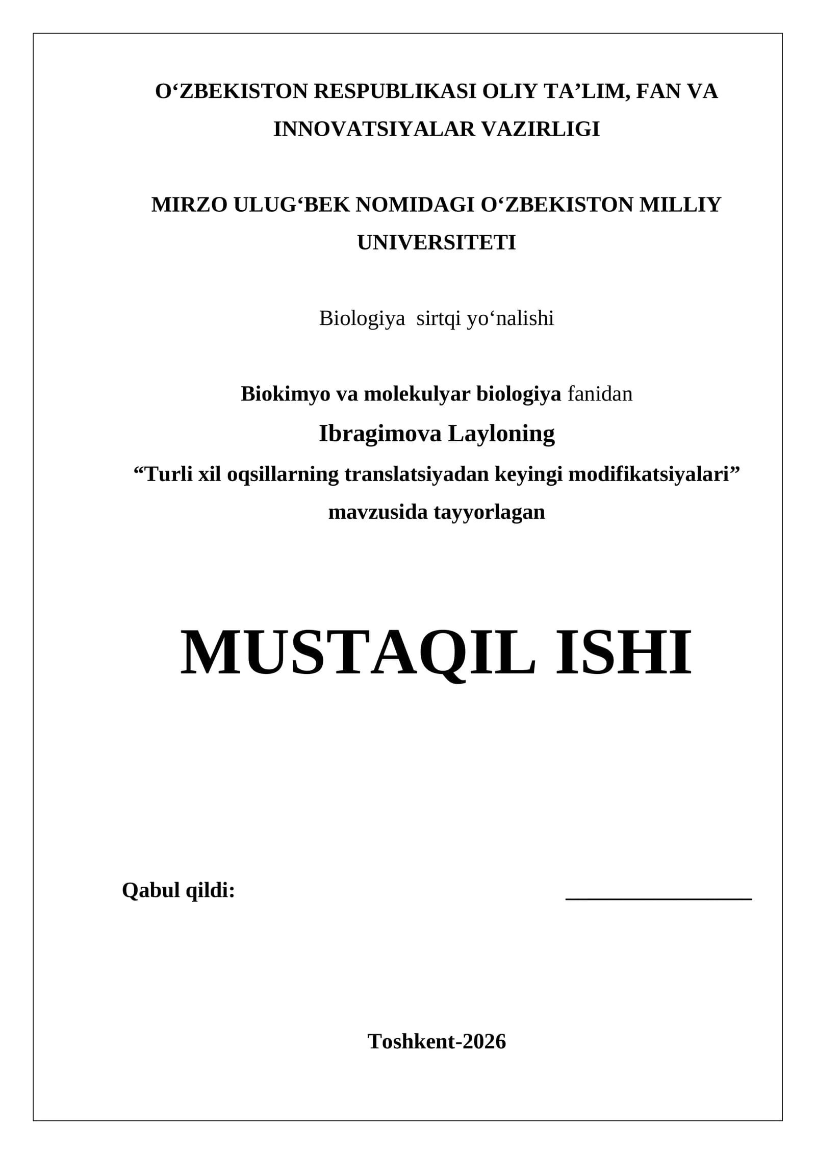 Turli xil oqsillarning translatsiyadan keyingi modifikatsiyalari