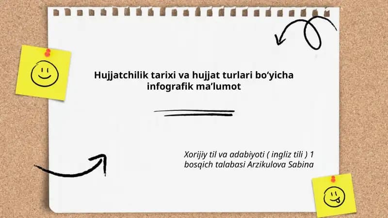 Hujjatchilik tarixi va hujjat turlari bo‘yicha infografik ma’lumot