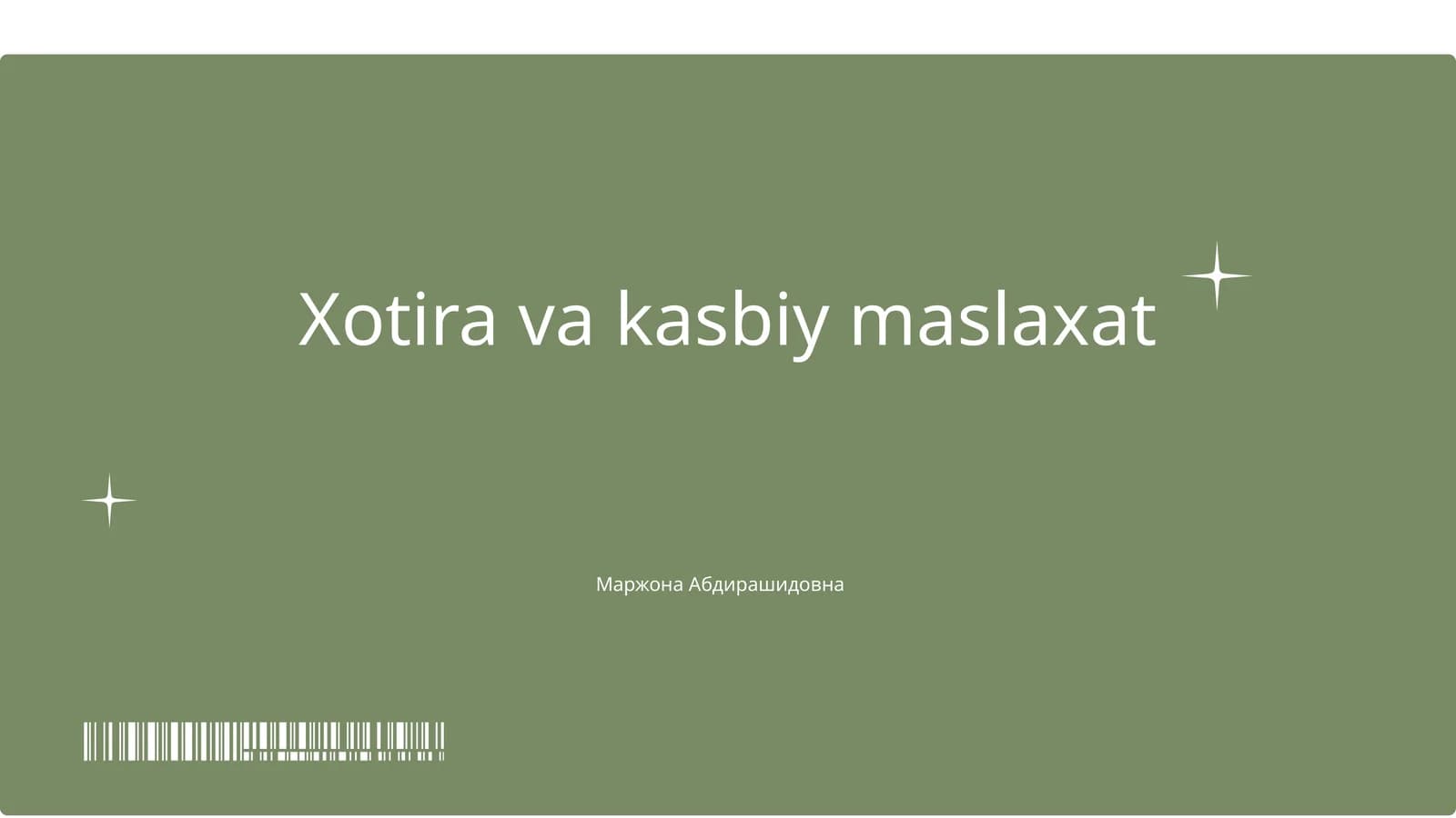 Xotira va kasbiy maslaxat