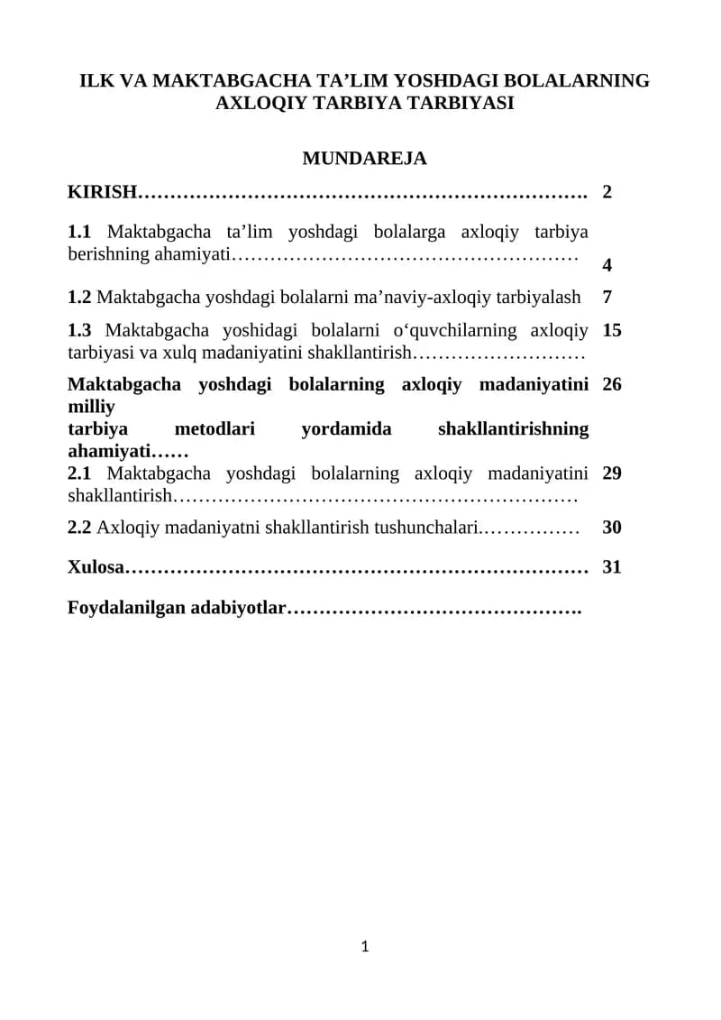 Bolalarning Axloqiy Tarbiya Tarbiyasi