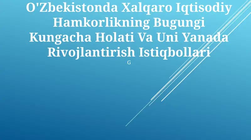 Xalqaro Iqtisodiy Hamkorlik Holati