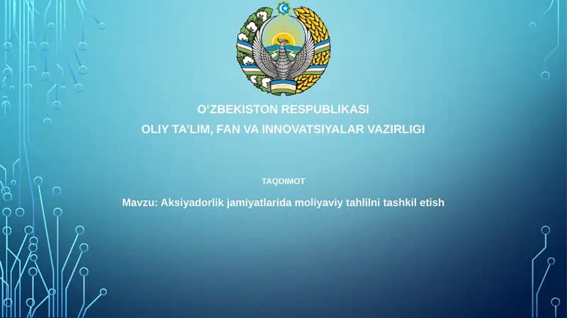 Moliyaviy Tahlilning Asoslari