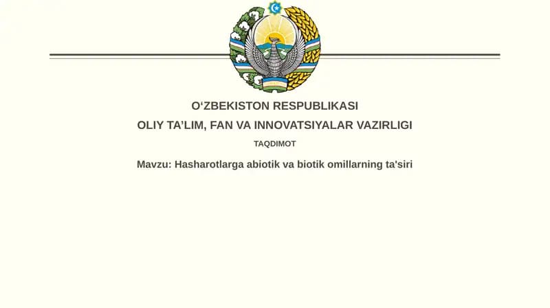 Hasharotlarga abiotik va biotik omillarning ta'siri