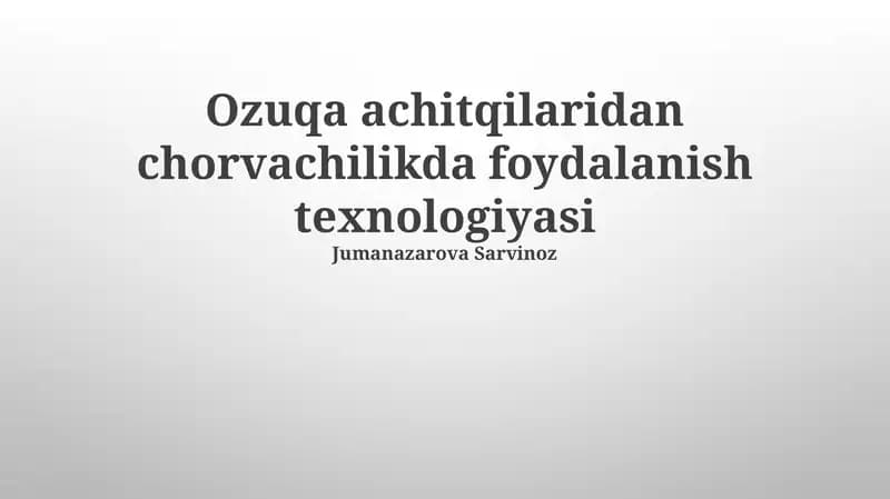 Ozuqa Achitqilaridan Foydalanish Samaradorligini Oshirish Usullari