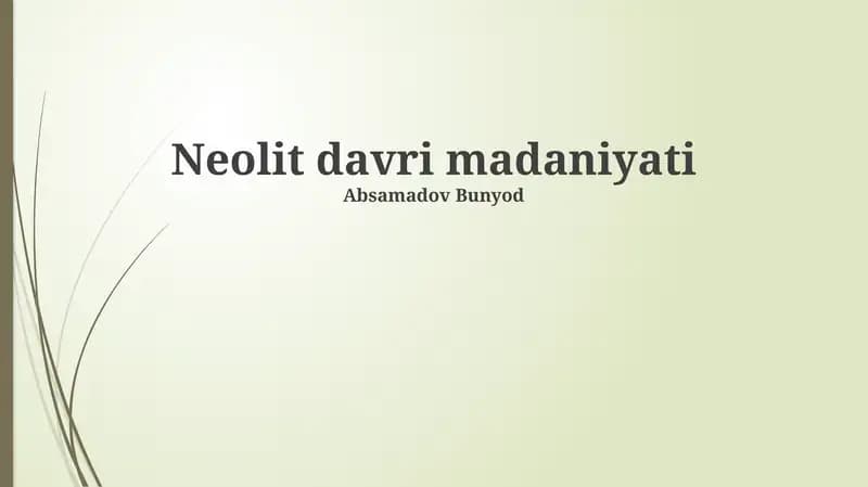 Neolit davri madaniyati