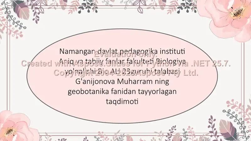 Geobotanika fanidan taqdimot
