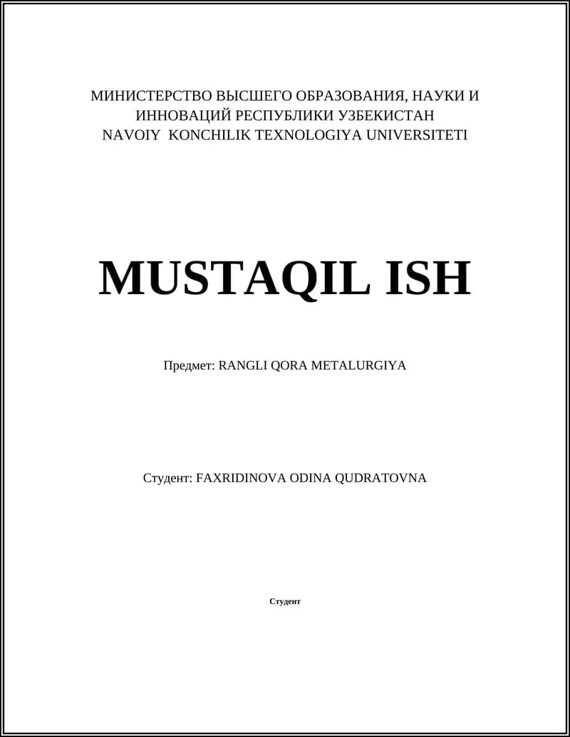 RANGLI QORA METALURGIYA