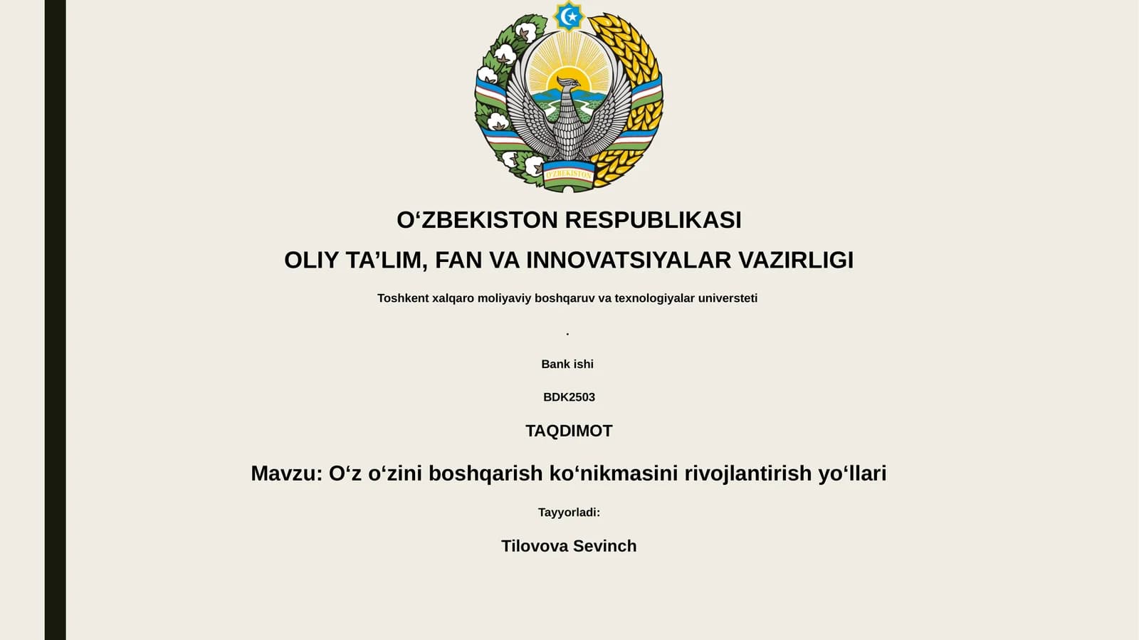 Oʻz oʻzini boshqarish koʻnikmasini rivojlantirish yoʻllari
