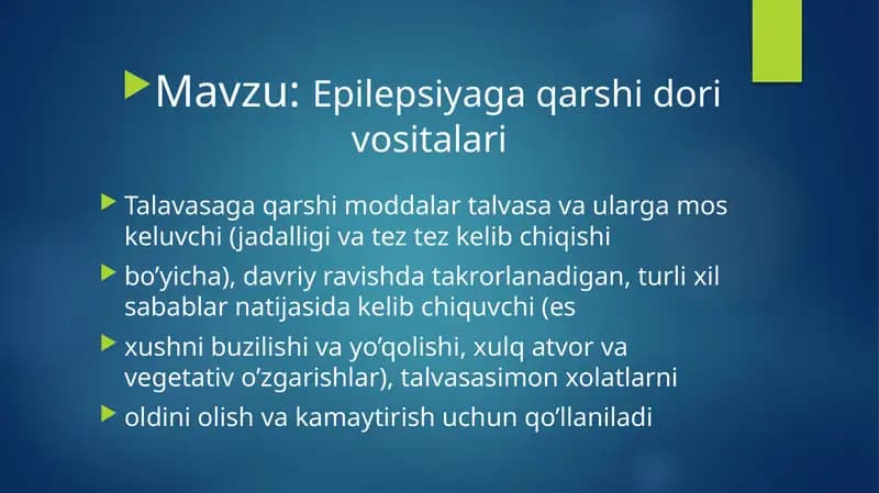 Epilepsiyaga qarshi dorivorlar