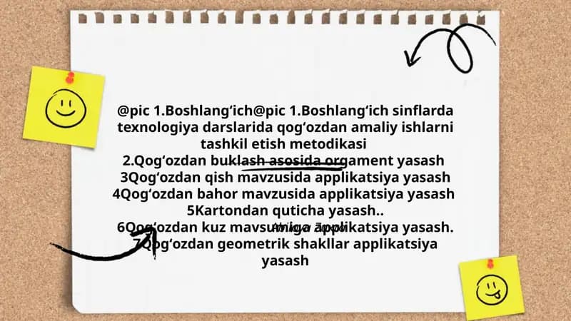 Boshlangʻich sinflarda texnologiya darslarida qogʻozdan amaliy ishlarni tashkil etish metodikasi