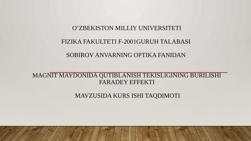 Magnit maydonida qutiblanish tekisligining burilishi
