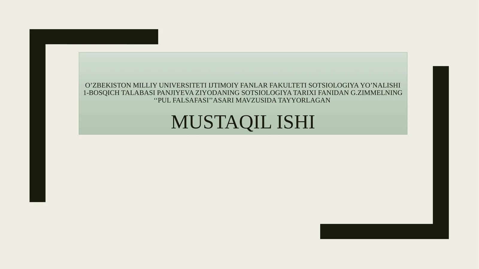 G.ZIMMELNING ‘‘PUL FALSAFASI’’ASARI