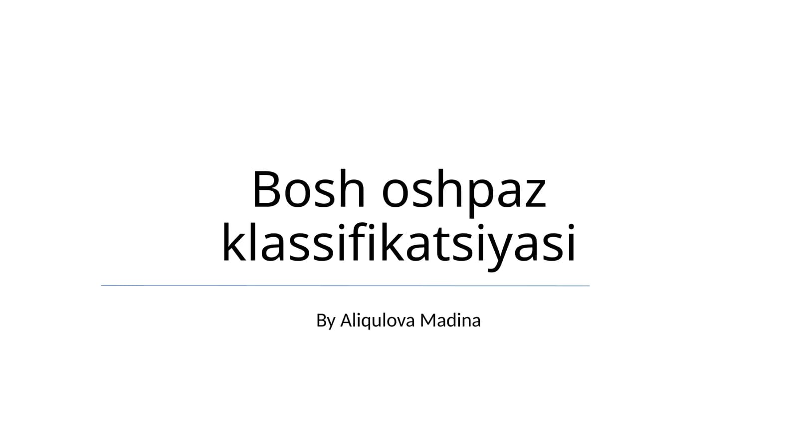 Bosh oshpaz klassifikatsiyasi