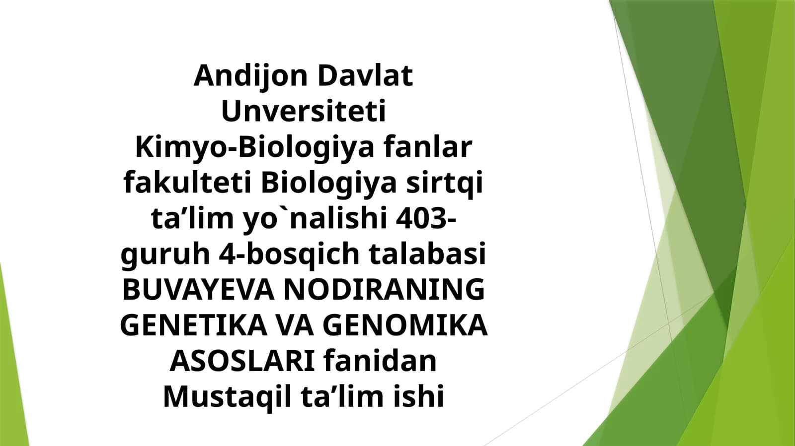 GENLARNING KOMBINERLANGAN TIPDA TA`SIRIDA MIQDOR BELGILARINING IRSIYLANISHI
