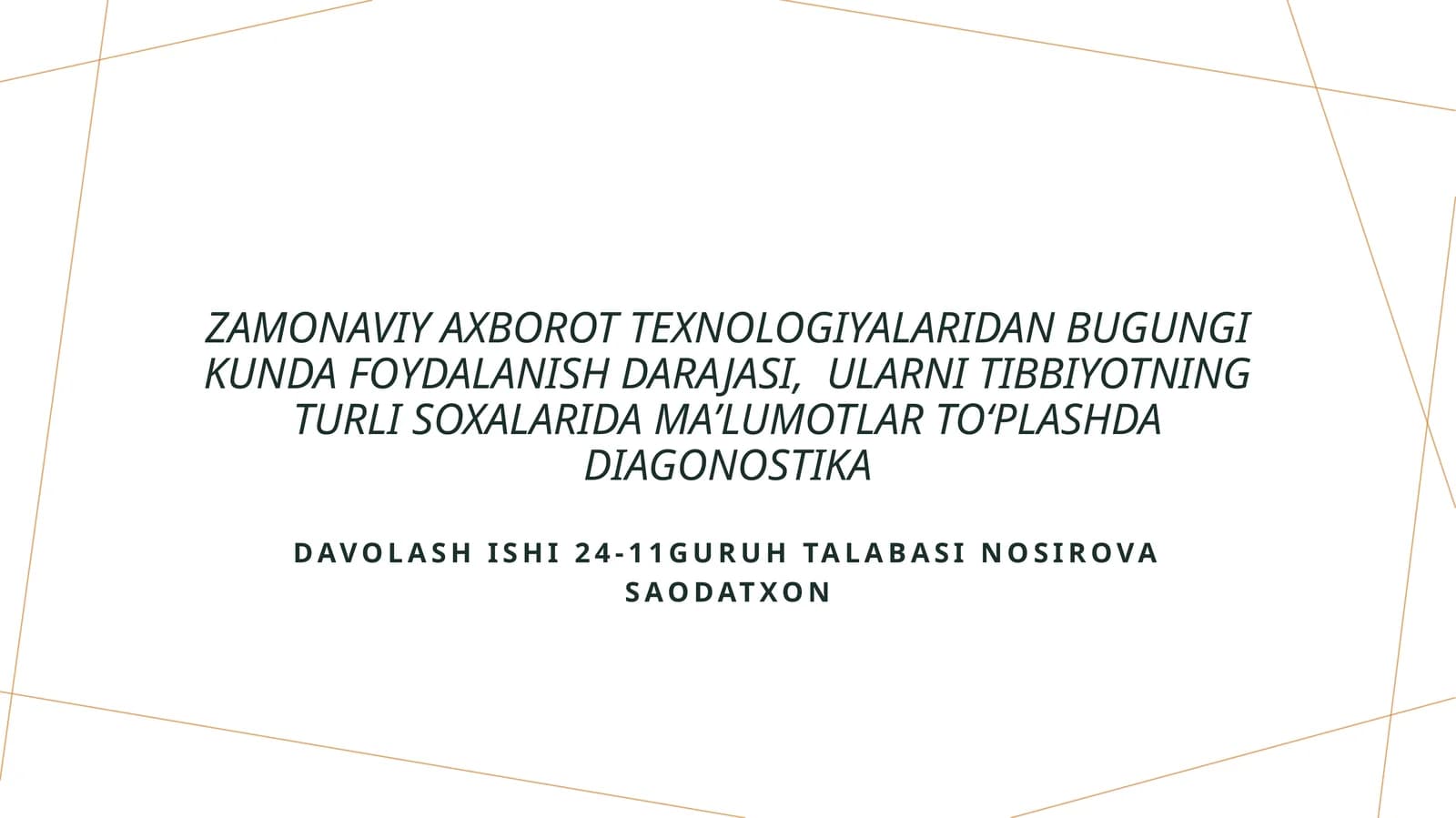Zamonaviy Axborot Texnologiyalarining Tibbiyotda Rivojlanishi va Innovatsiyalari
