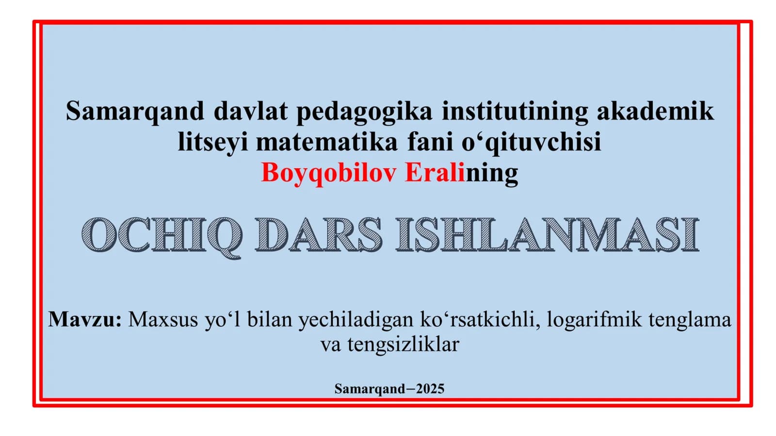 O‘quv mashg‘ulotining texnologik xaritasi