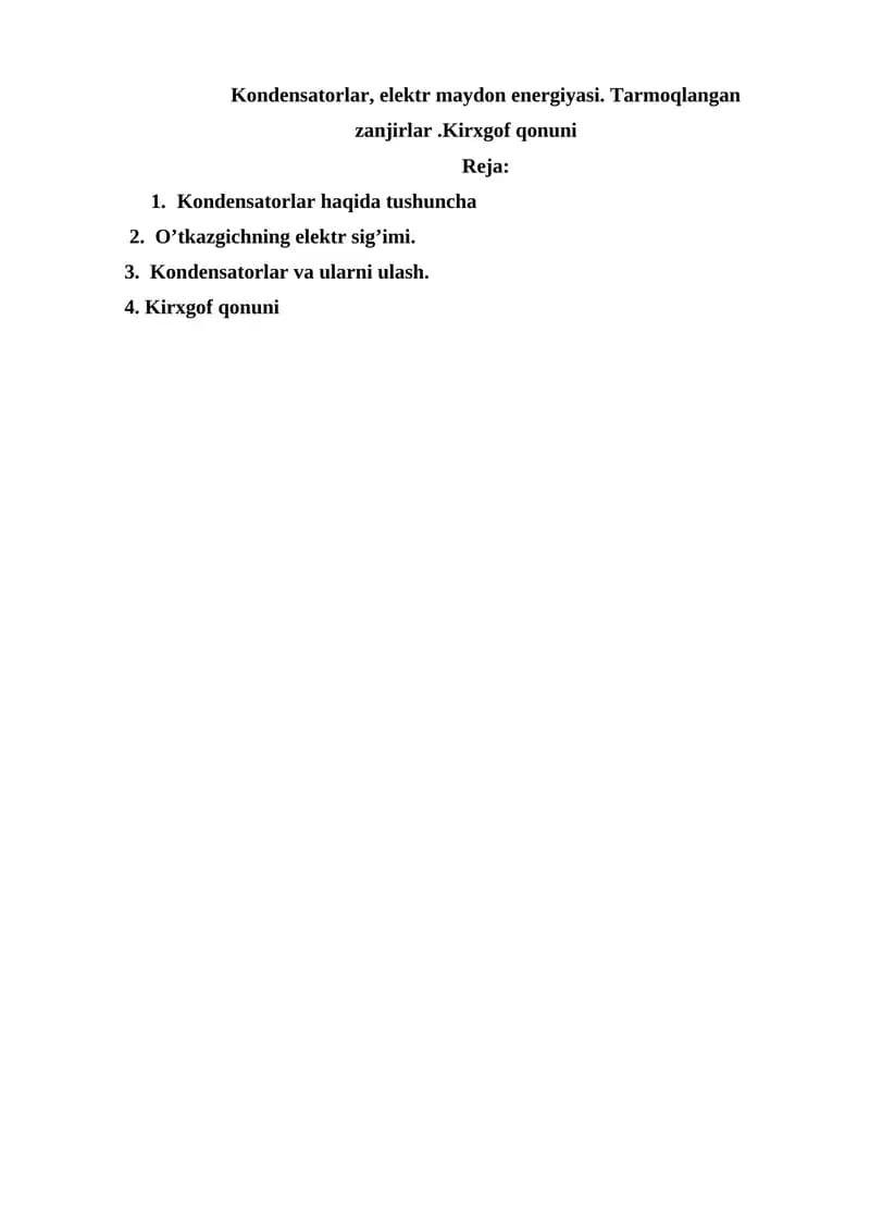 Kondensatorlar, elektr maydon energiyasi