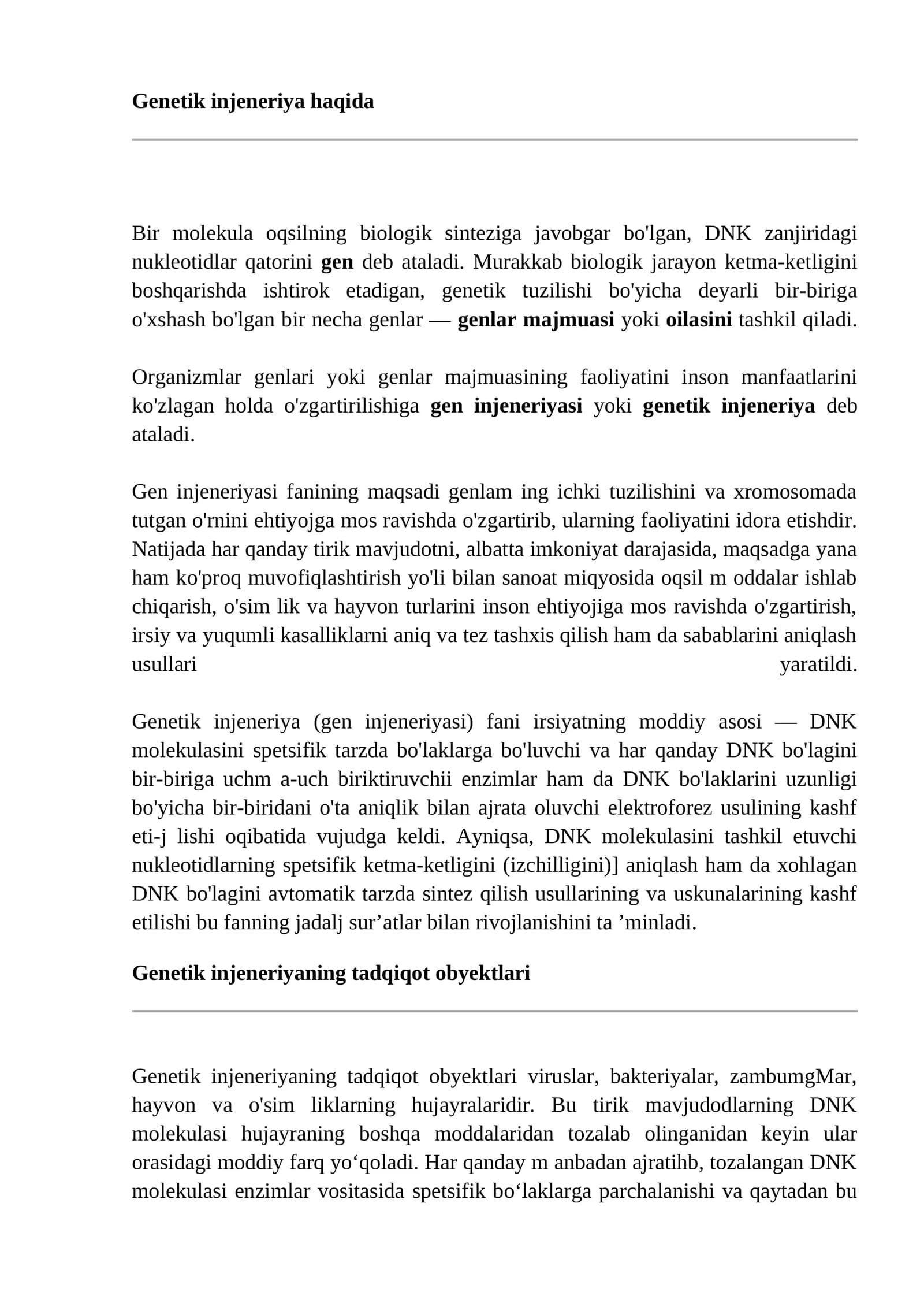 Genetik injeneriya haqida