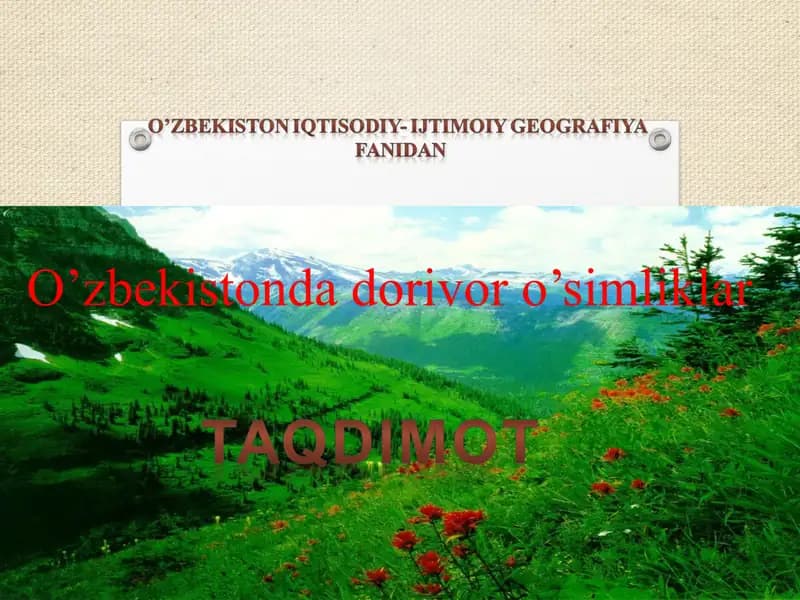 O'simlik olamining sayyoramizdagi o'rniva uning inson hayotidagi ahamiyati