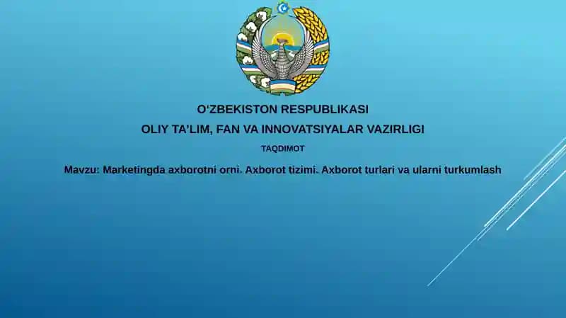Marketingda axborotni orni