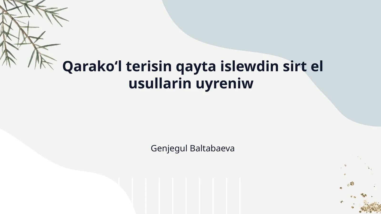 Qarakoʻl terisin qayta islewdin sirt el usullarin uyreniw