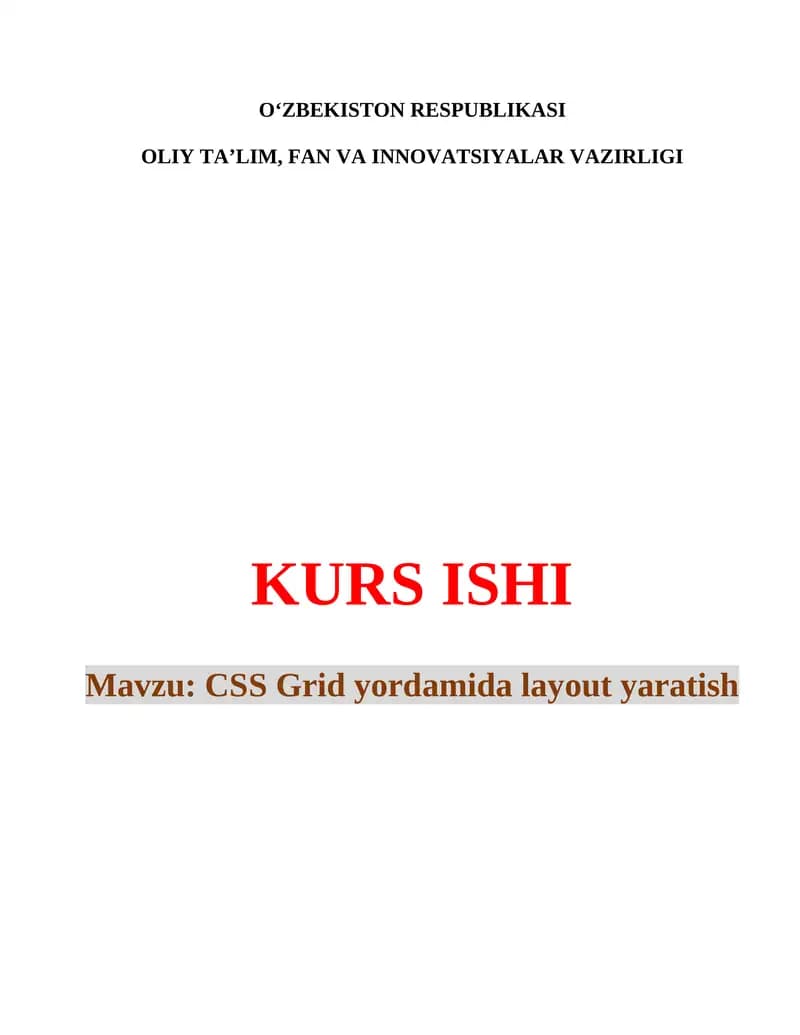 CSS Grid yordamida layout yaratish