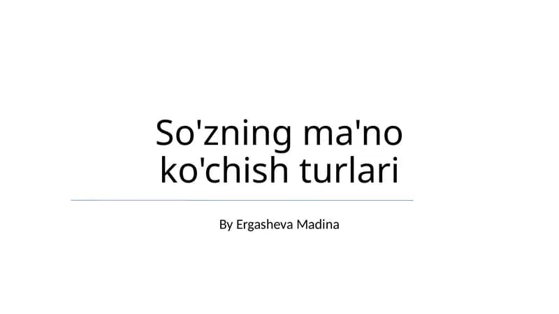 So'zning ma'no ko'chish turlari