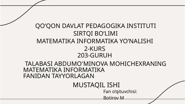 Mobil texnologiyalrning tizimli,amali dasturiy ta'minoti