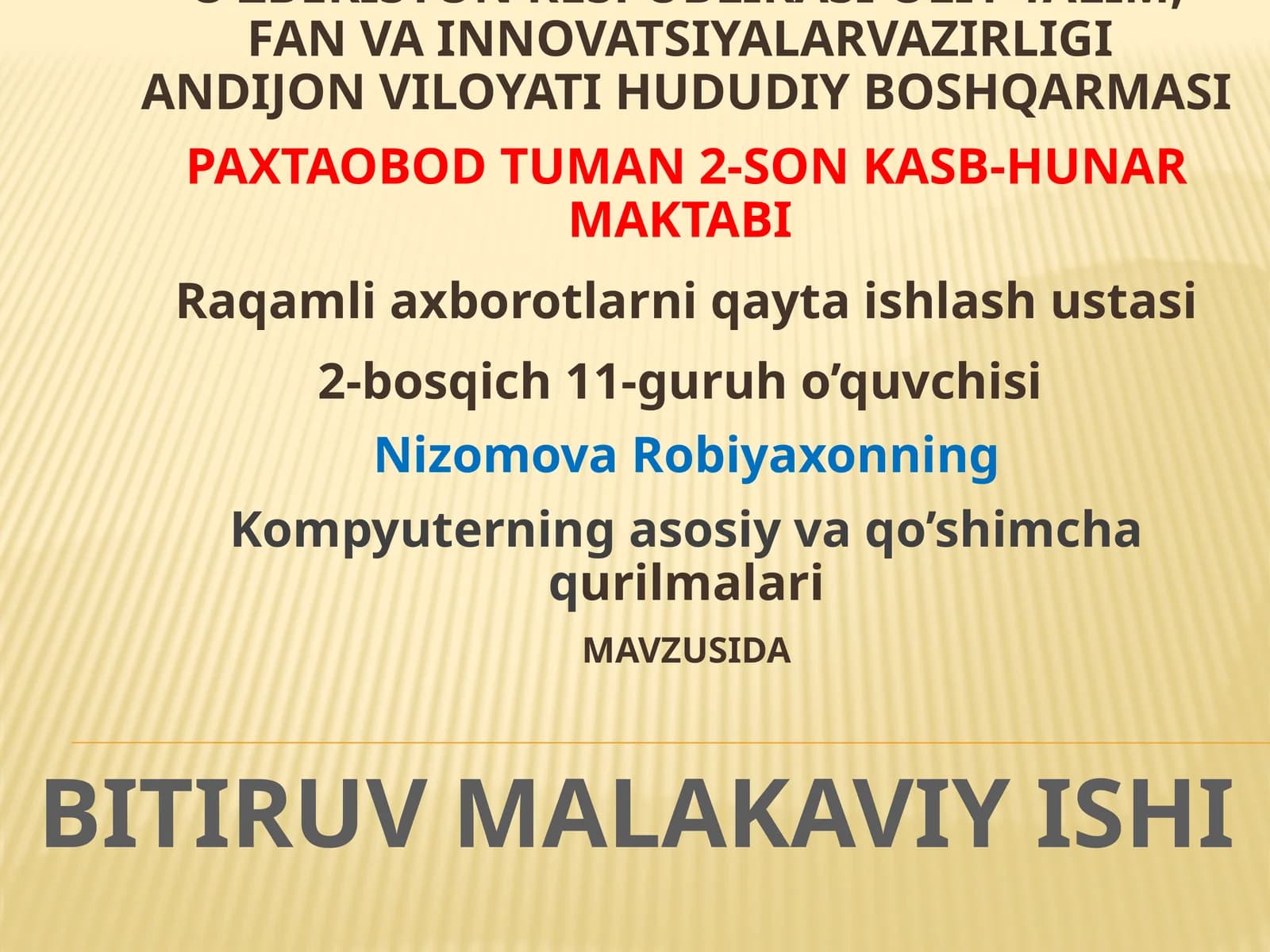 Kompyuterning asosiy va qo'shimcha qurilmalari
