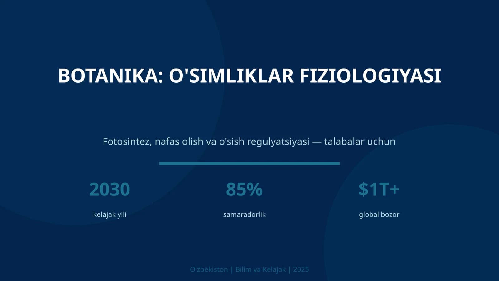 Botanika: O'SIMLIKLAR FIZIOLOGIYASI