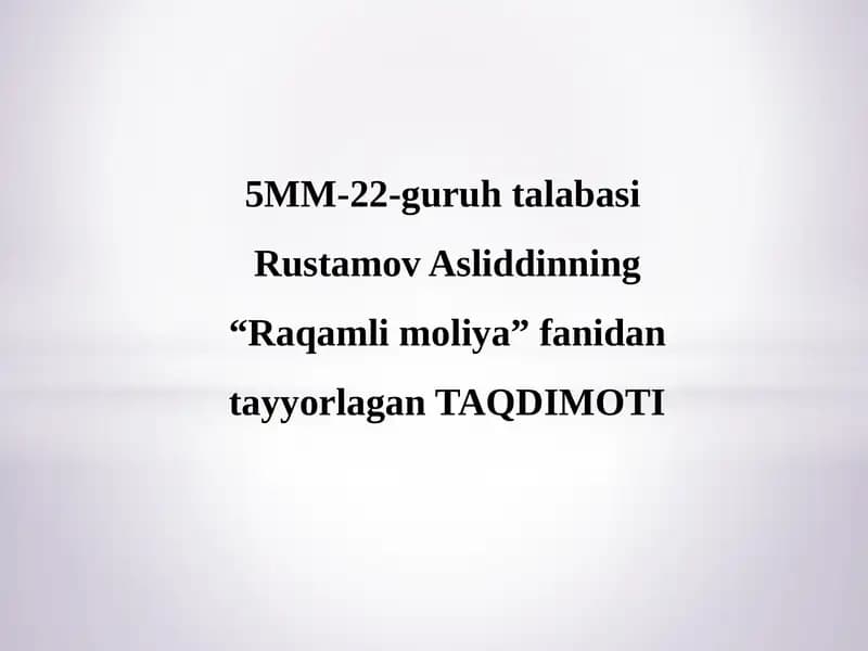 RAQAMLI MOLIYA