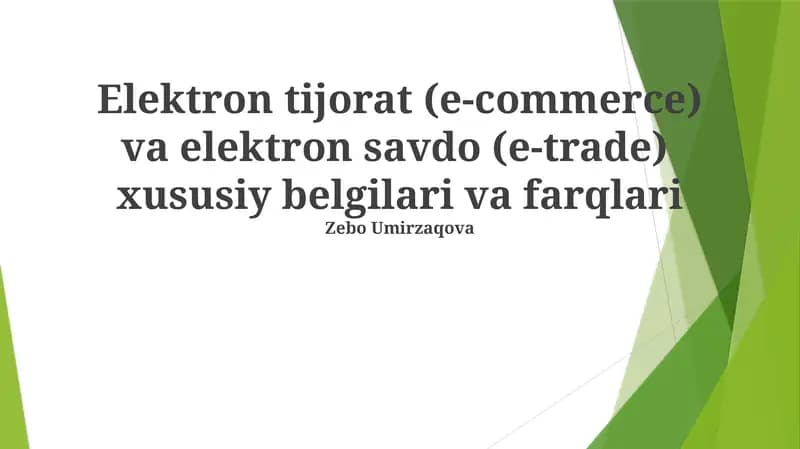 Elektron tijorat va elektron savdo (e-commerce and e-trade)