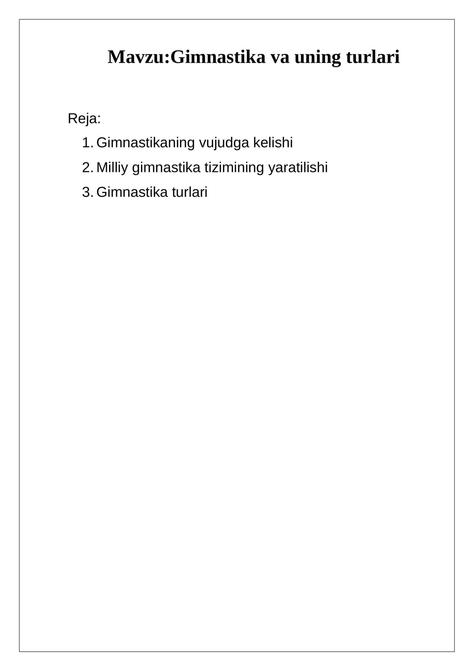 Gimnastika va uning turlari