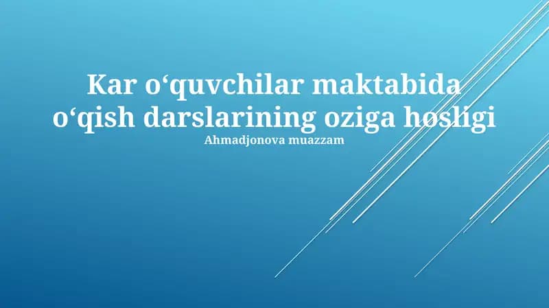 Kar oʻquvchilar maktabida oʻqish darslarining oziga hosligi