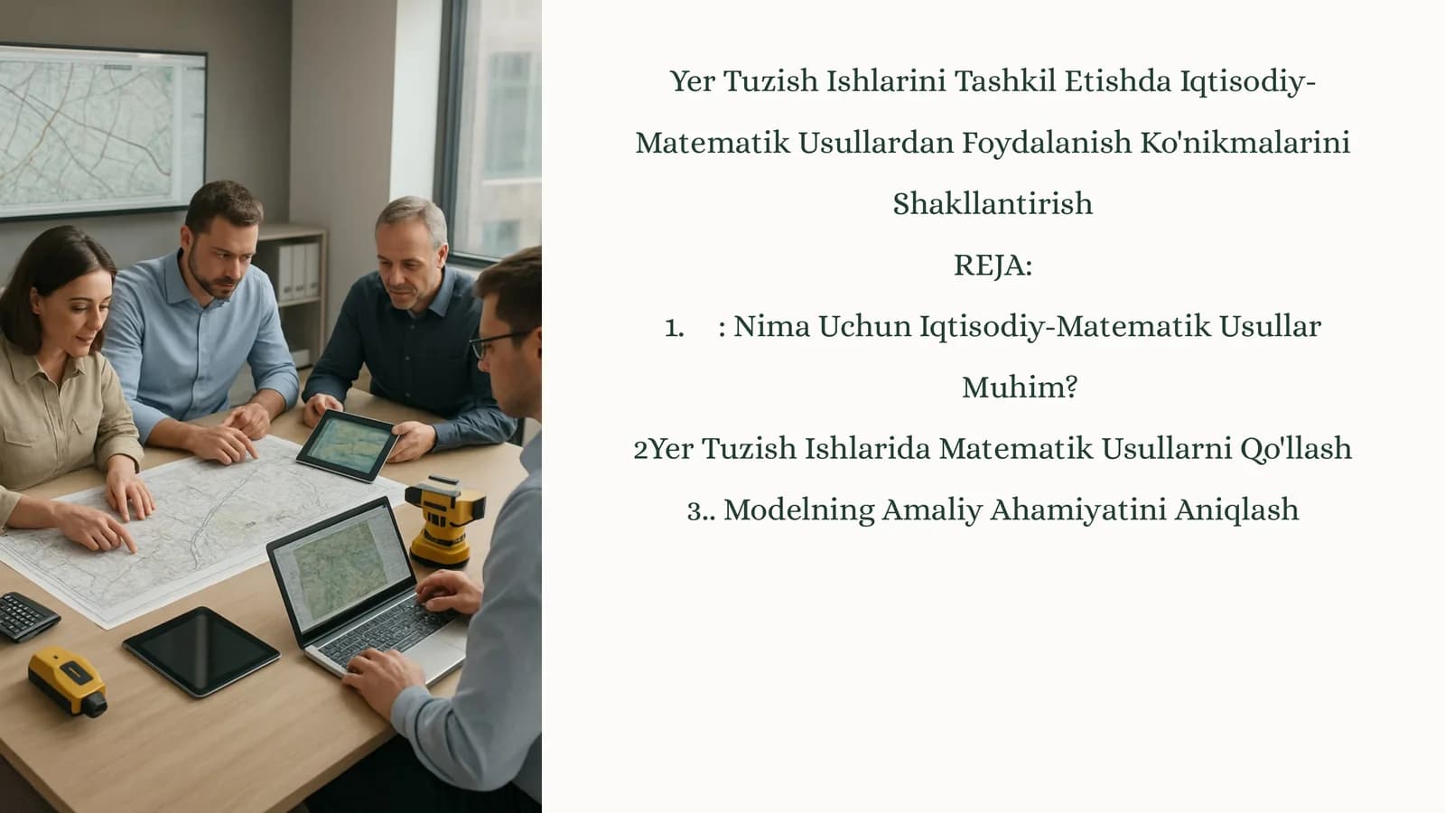 Yer Tuzish Ishlarini Tashkil Etishda Iqtisodiy-Matematik Usullardan Foydalanish Ko'nikmalari