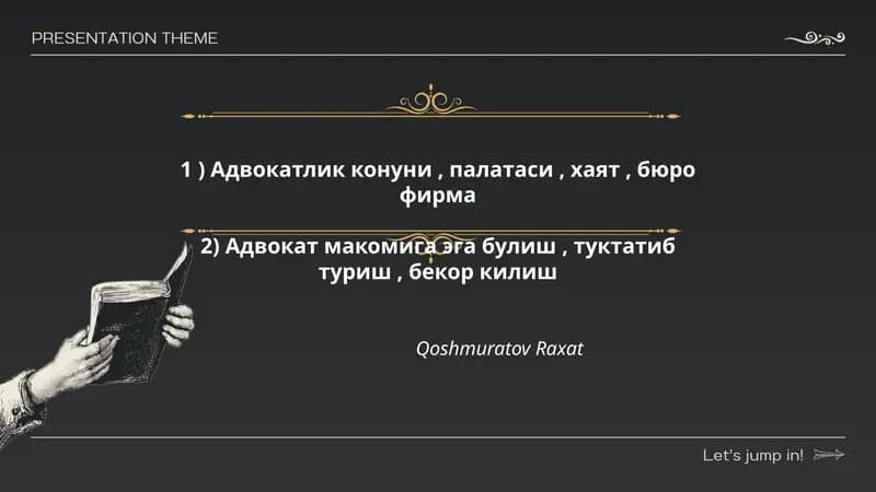 Адвокатлик конуни, палатаси, хаят, бюро фирма