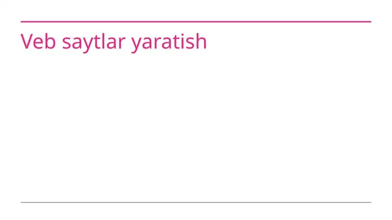 Veb saytlar yaratish