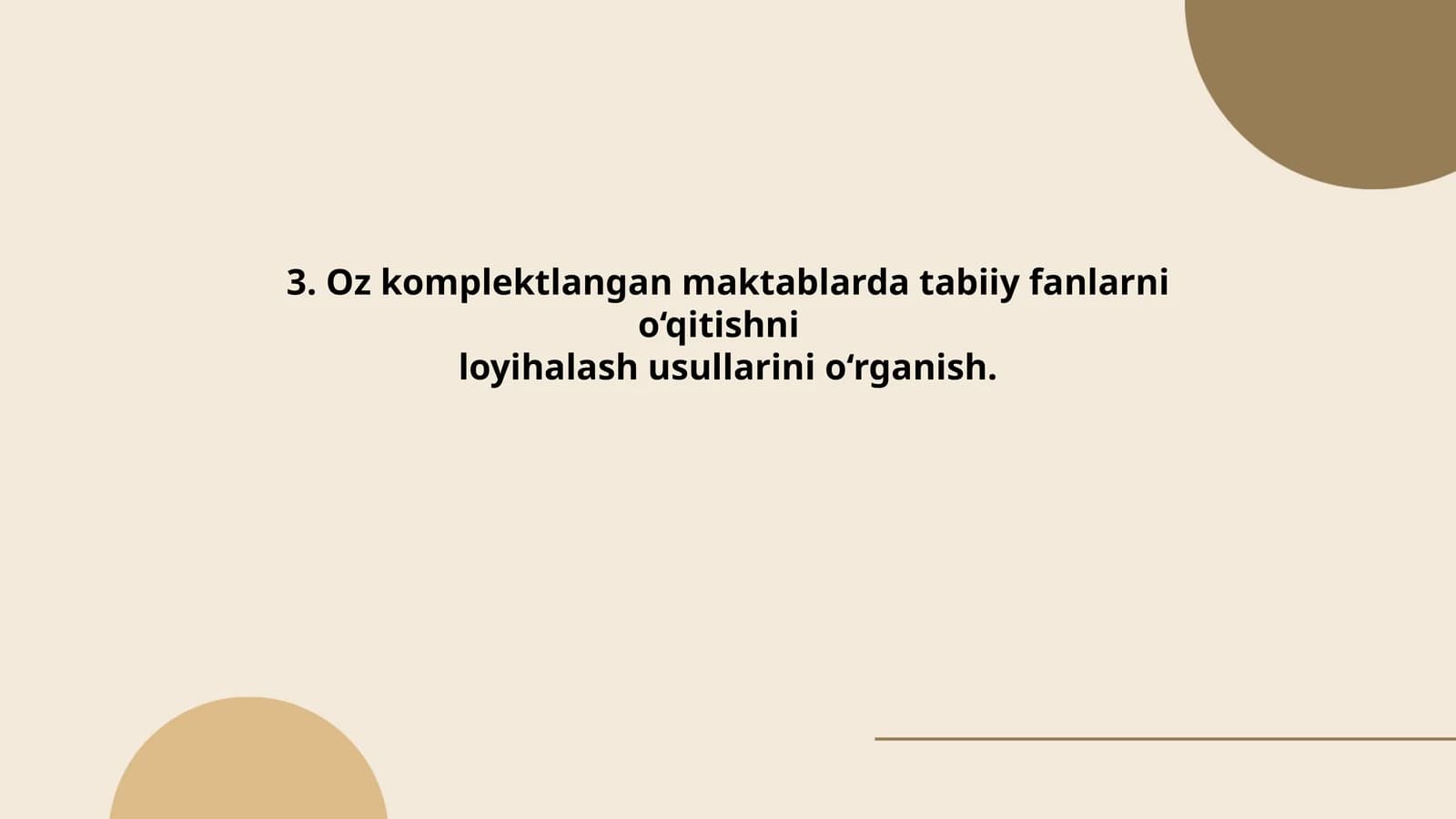 Oz komplektlangan maktablarda tabiiy fanlarni o‘qitishni loyihalash usullarini o‘rganish
