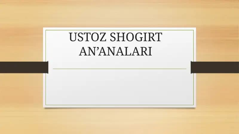 USTOZ SHOGIRT AN’ANALARI