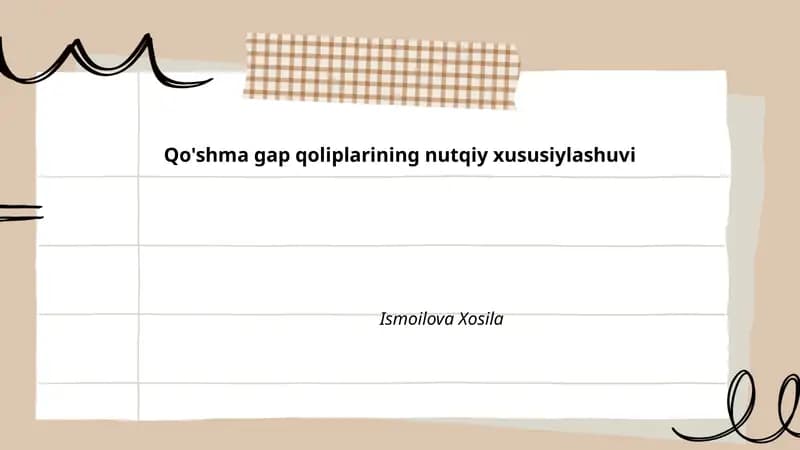 Qo'shma gap qoliplarining nutqiy xususiylashuvi