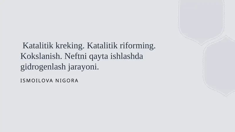 Katalitik kreking va neftni qayta ishlash