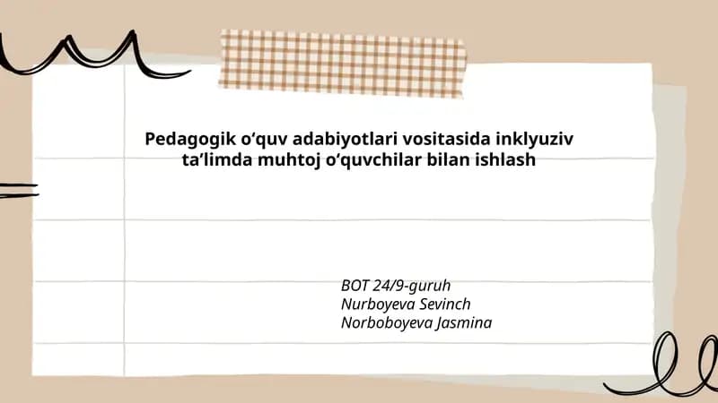 Muhtoj oʻquvchilar bilan ishlash