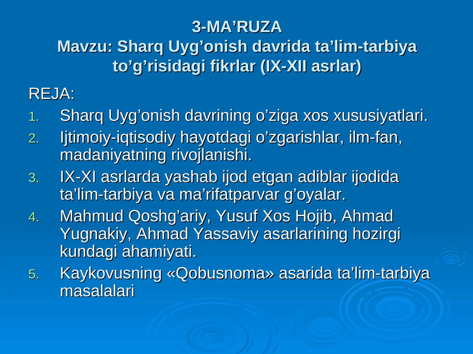 Sharq Uyg'onish davrida ta'lim-tarbiya fikrlari (IX-XII asrlar)
