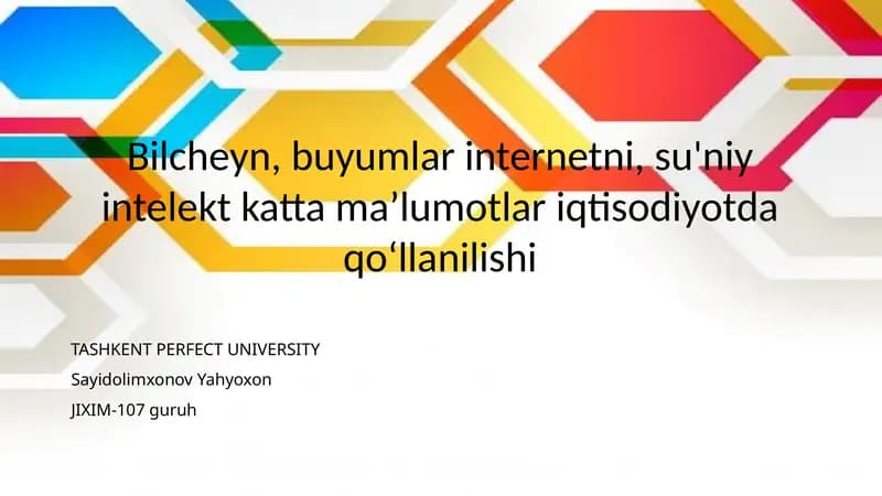 Bilcheyn Texnologiyasining Iqtisodiyotdagi Roli