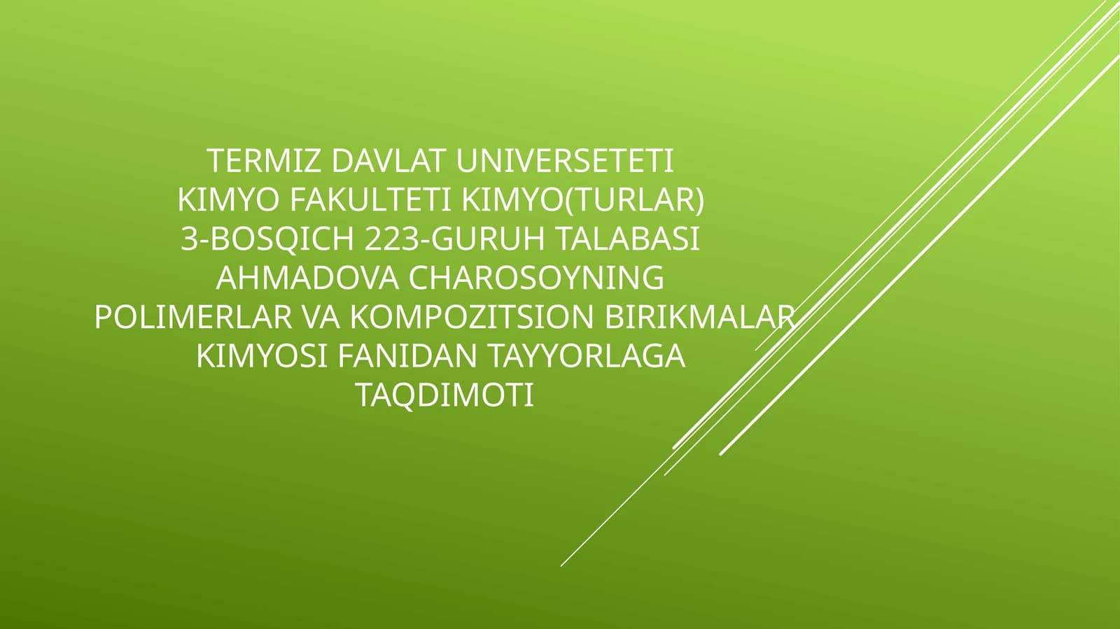 Ahmadova Charosoy - Polimerlar va Kompozitsion Birikmalar Kimyosi