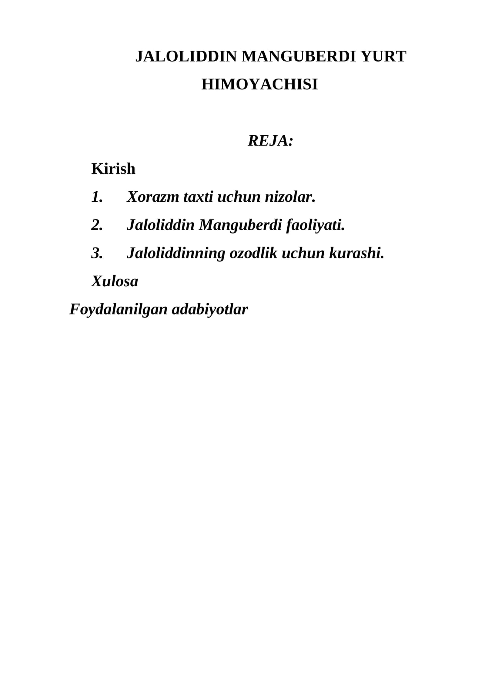 JALOLIDDIN MANGUBERDI YURT HIMOYACHISI