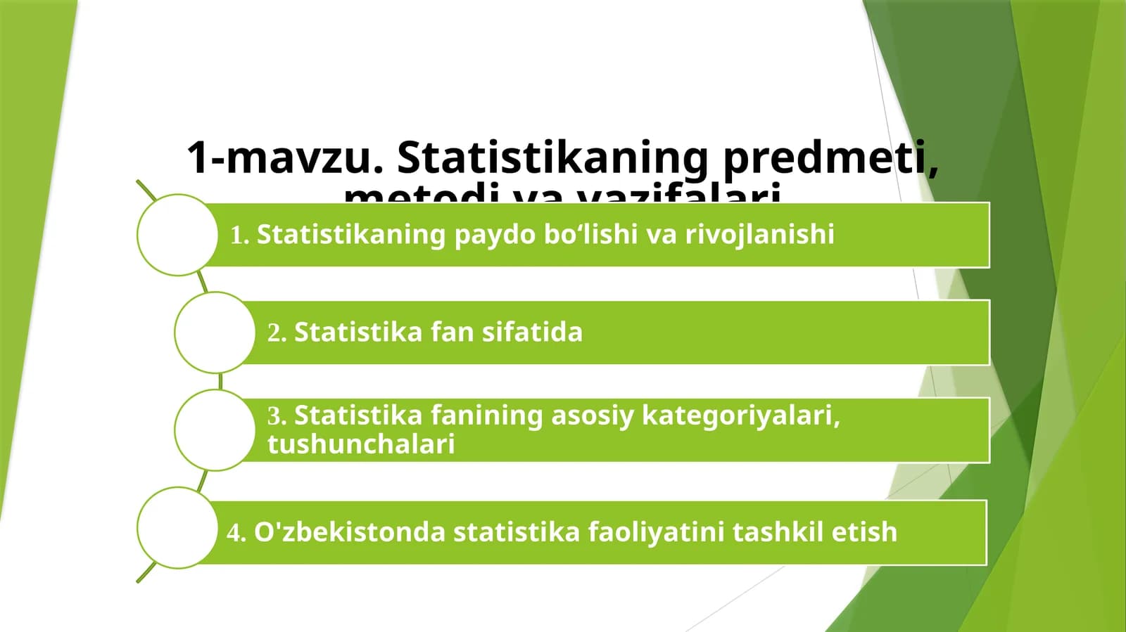 Statistika fanining predmeti, metodlari va vazifalari